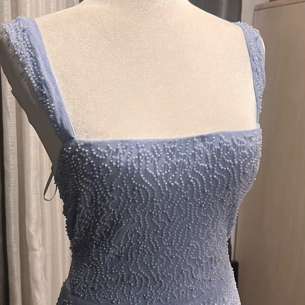 Windsor Strapless Light Blue Beaded Dress